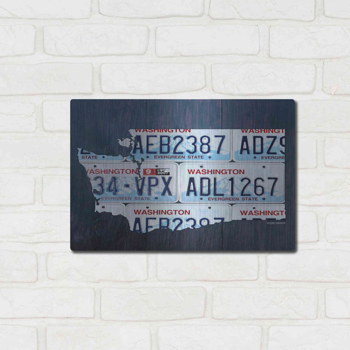 Luxe Metal Art 'Washington License Plate Map' by Design Turnpike, Metal Wall Art,16x12