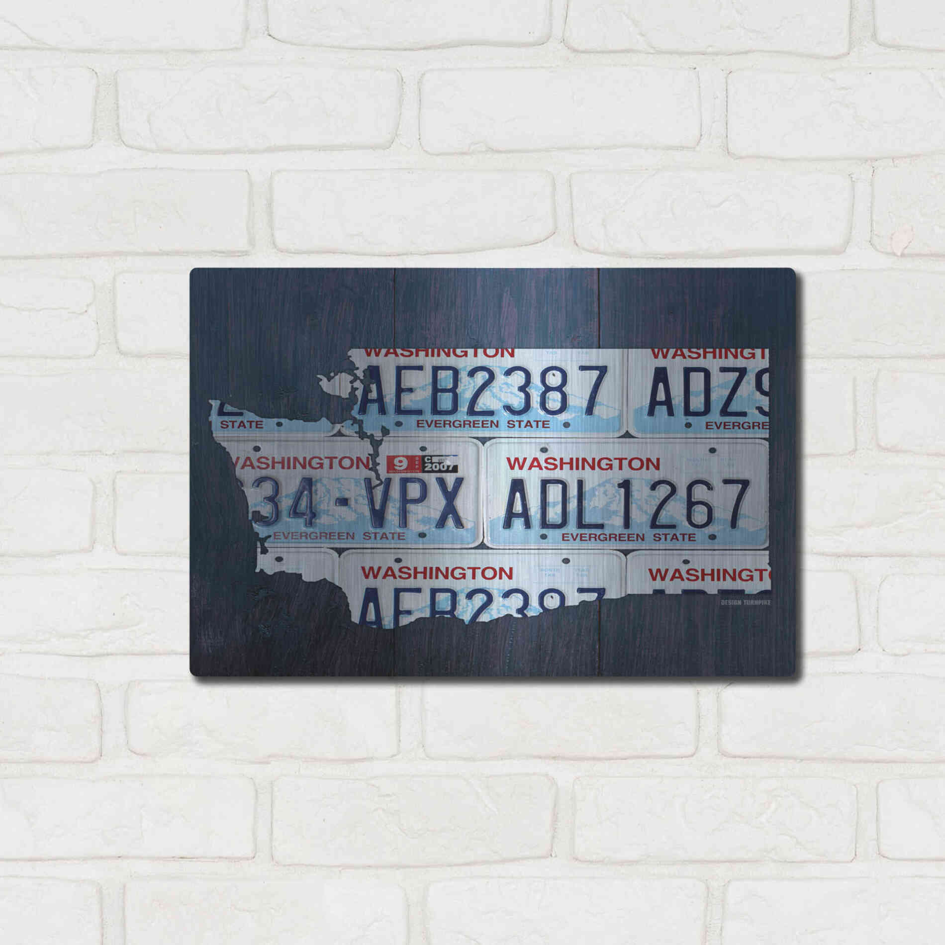 Luxe Metal Art 'Washington License Plate Map' by Design Turnpike, Metal Wall Art,16x12