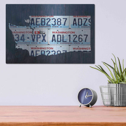 Luxe Metal Art 'Washington License Plate Map' by Design Turnpike, Metal Wall Art,16x12