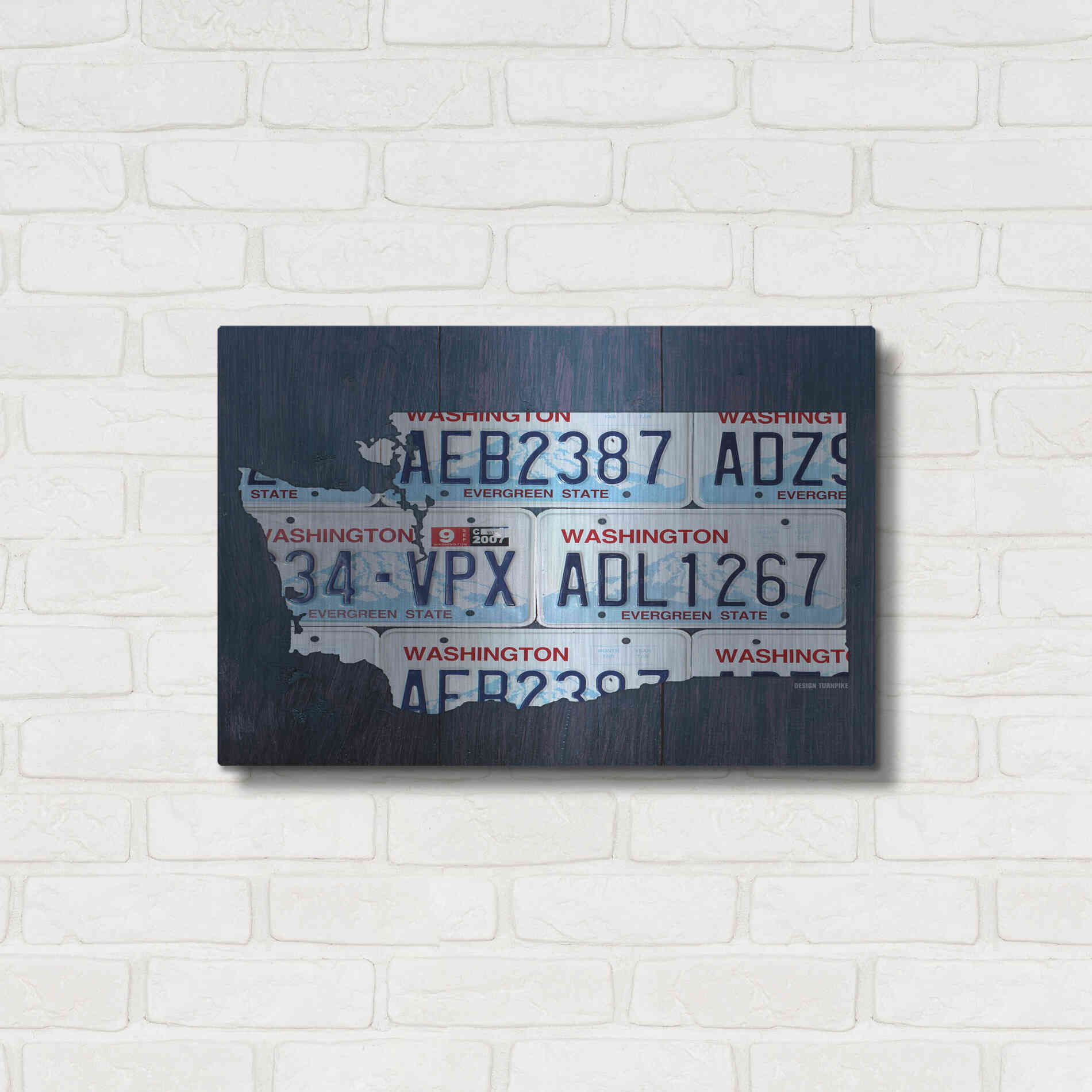 Luxe Metal Art 'Washington License Plate Map' by Design Turnpike, Metal Wall Art,24x16