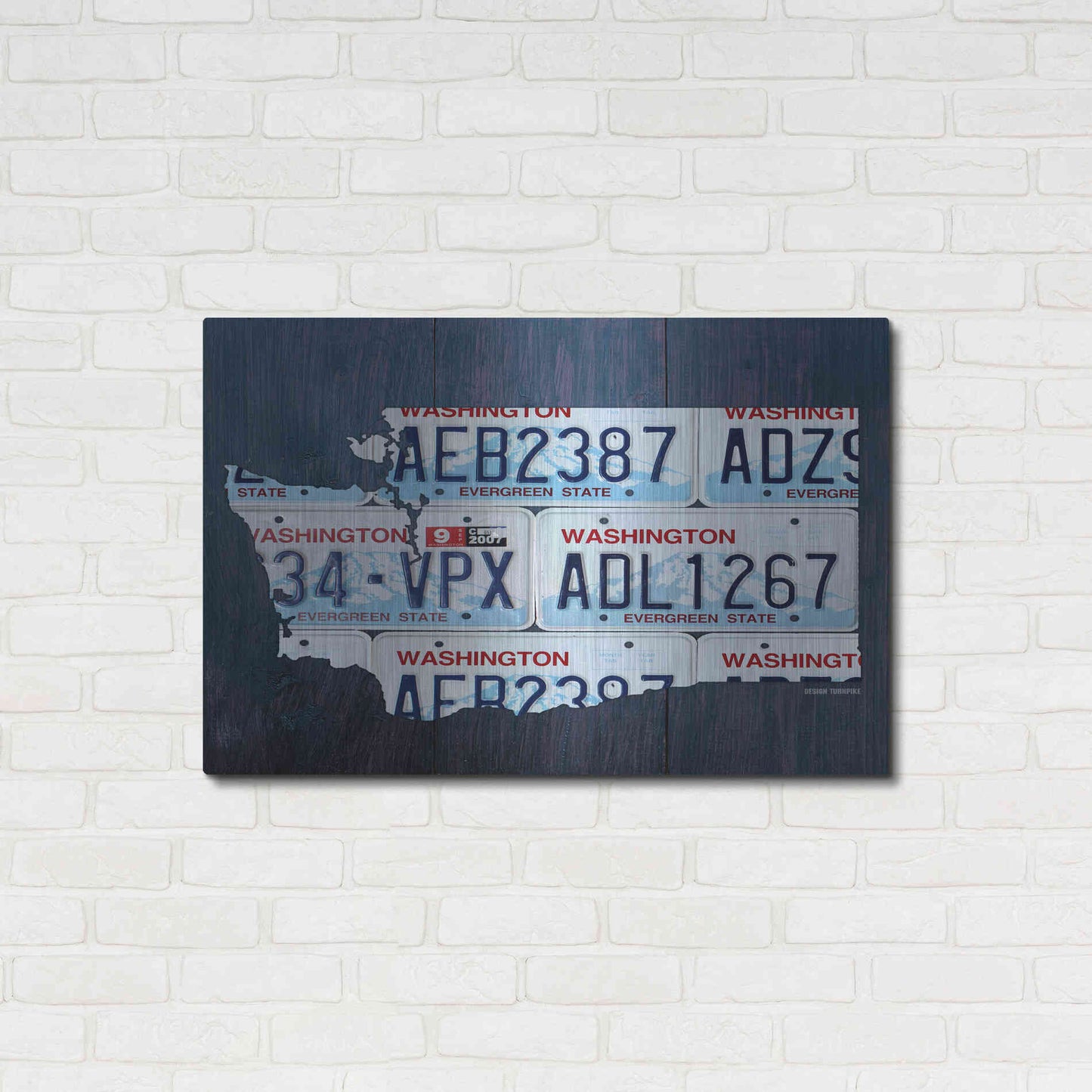 Luxe Metal Art 'Washington License Plate Map' by Design Turnpike, Metal Wall Art,36x24