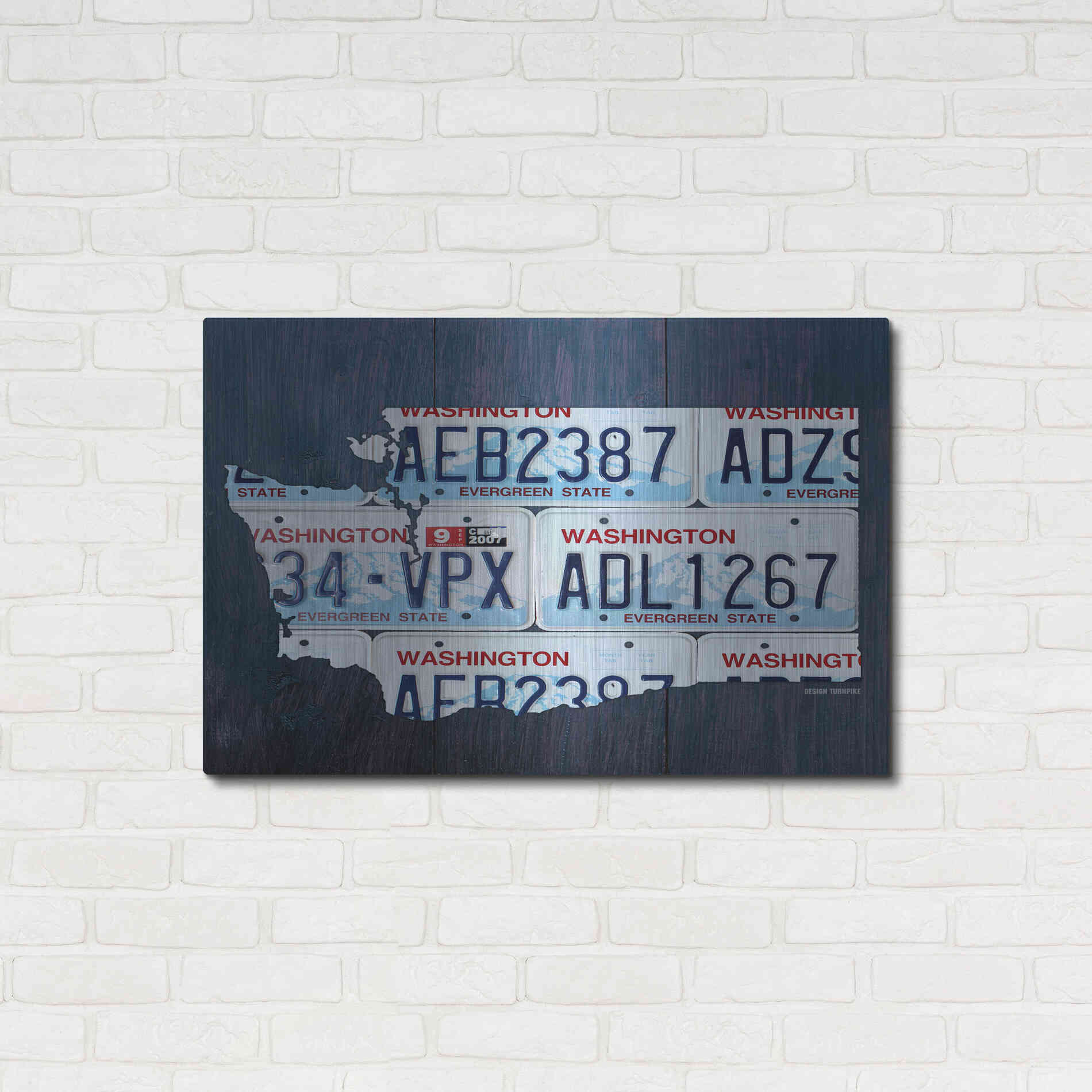 Luxe Metal Art 'Washington License Plate Map' by Design Turnpike, Metal Wall Art,36x24