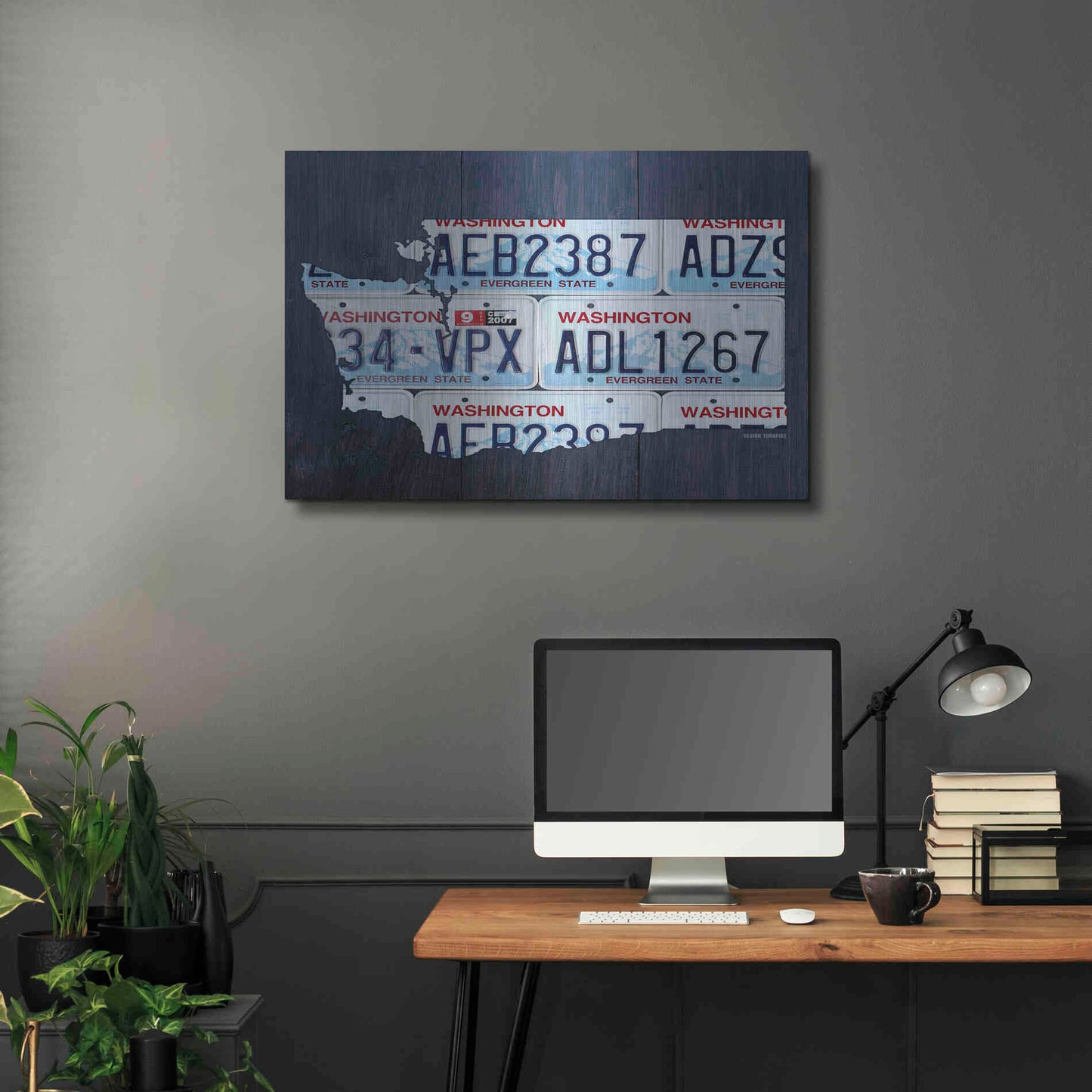 Luxe Metal Art 'Washington License Plate Map' by Design Turnpike, Metal Wall Art,36x24