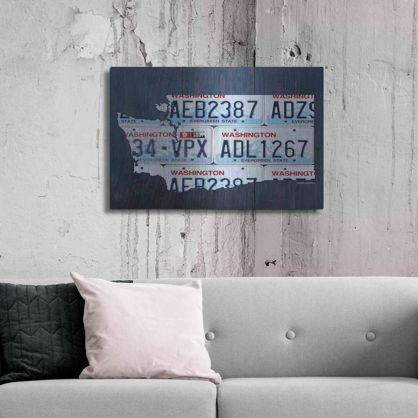 Luxe Metal Art 'Washington License Plate Map' by Design Turnpike, Metal Wall Art,36x24