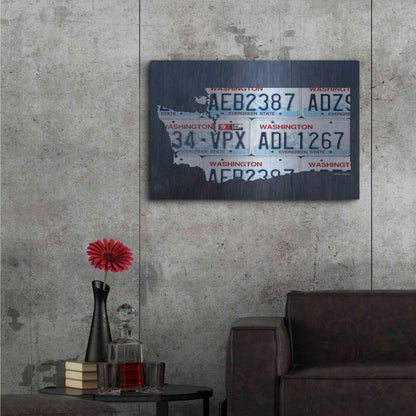 Luxe Metal Art 'Washington License Plate Map' by Design Turnpike, Metal Wall Art,36x24
