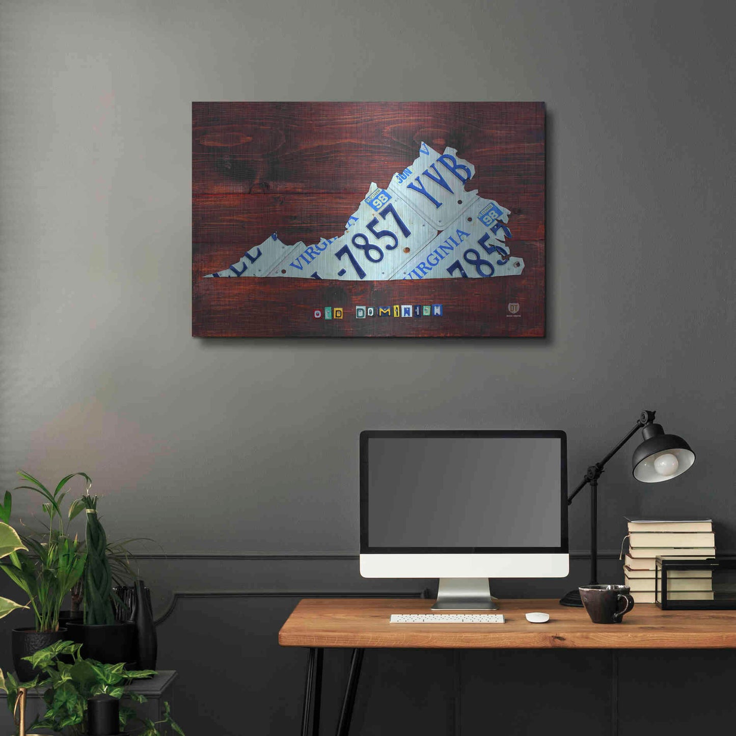 Luxe Metal Art 'Virginia License Plate Map Large' by Design Turnpike, Metal Wall Art,36x24