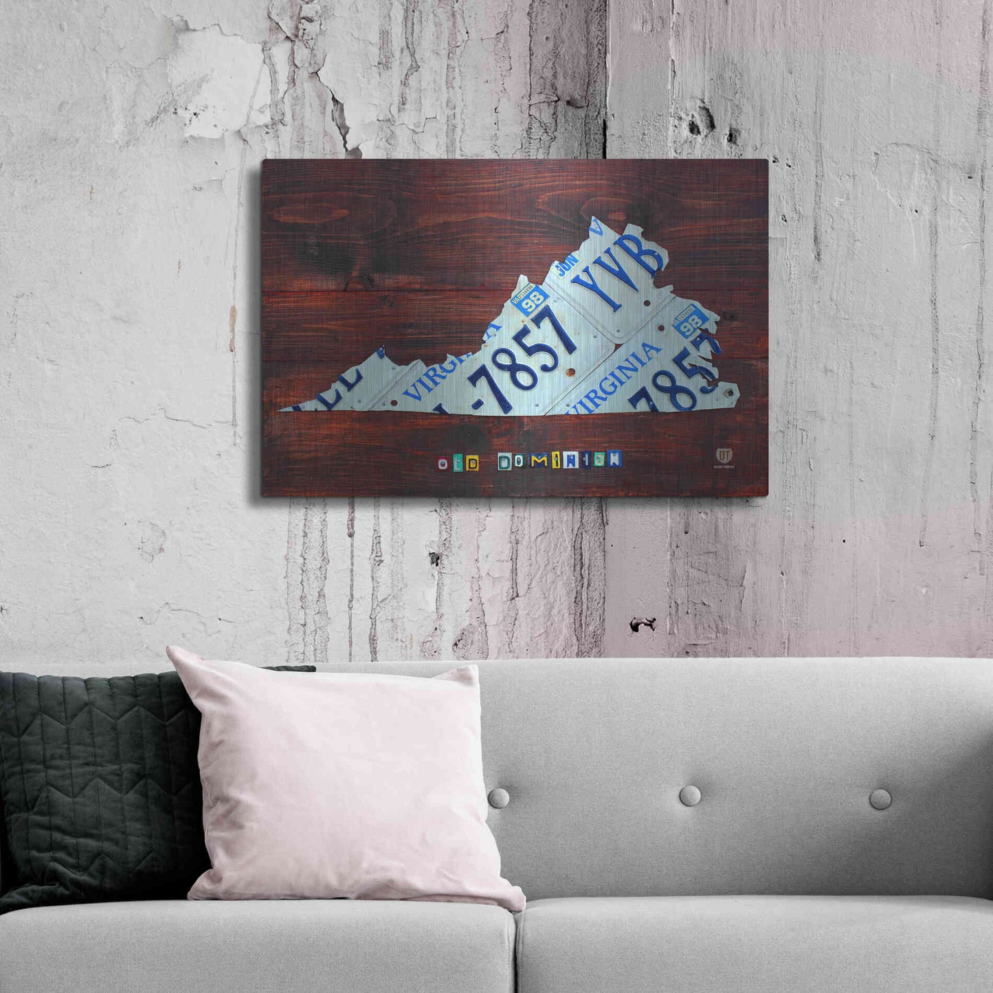 Luxe Metal Art 'Virginia License Plate Map Large' by Design Turnpike, Metal Wall Art,36x24