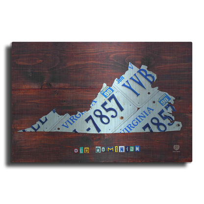 Luxe Metal Art 'Virginia License Plate Map Large' by Design Turnpike, Metal Wall Art