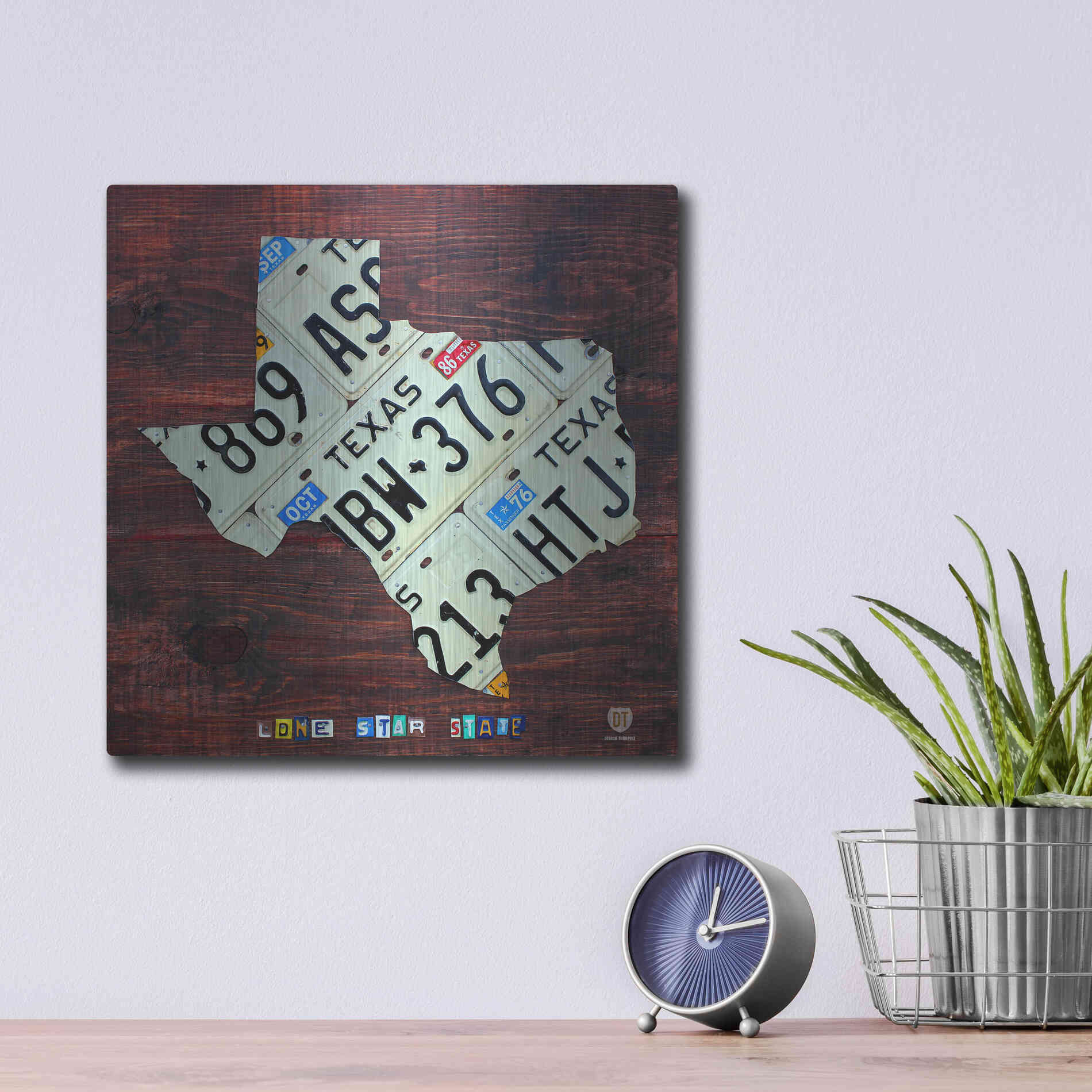 Luxe Metal Art 'Texas License Plate Map Large' by Design Turnpike, Metal Wall Art,12x12