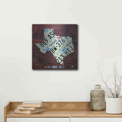 Luxe Metal Art 'Texas License Plate Map Large' by Design Turnpike, Metal Wall Art,12x12