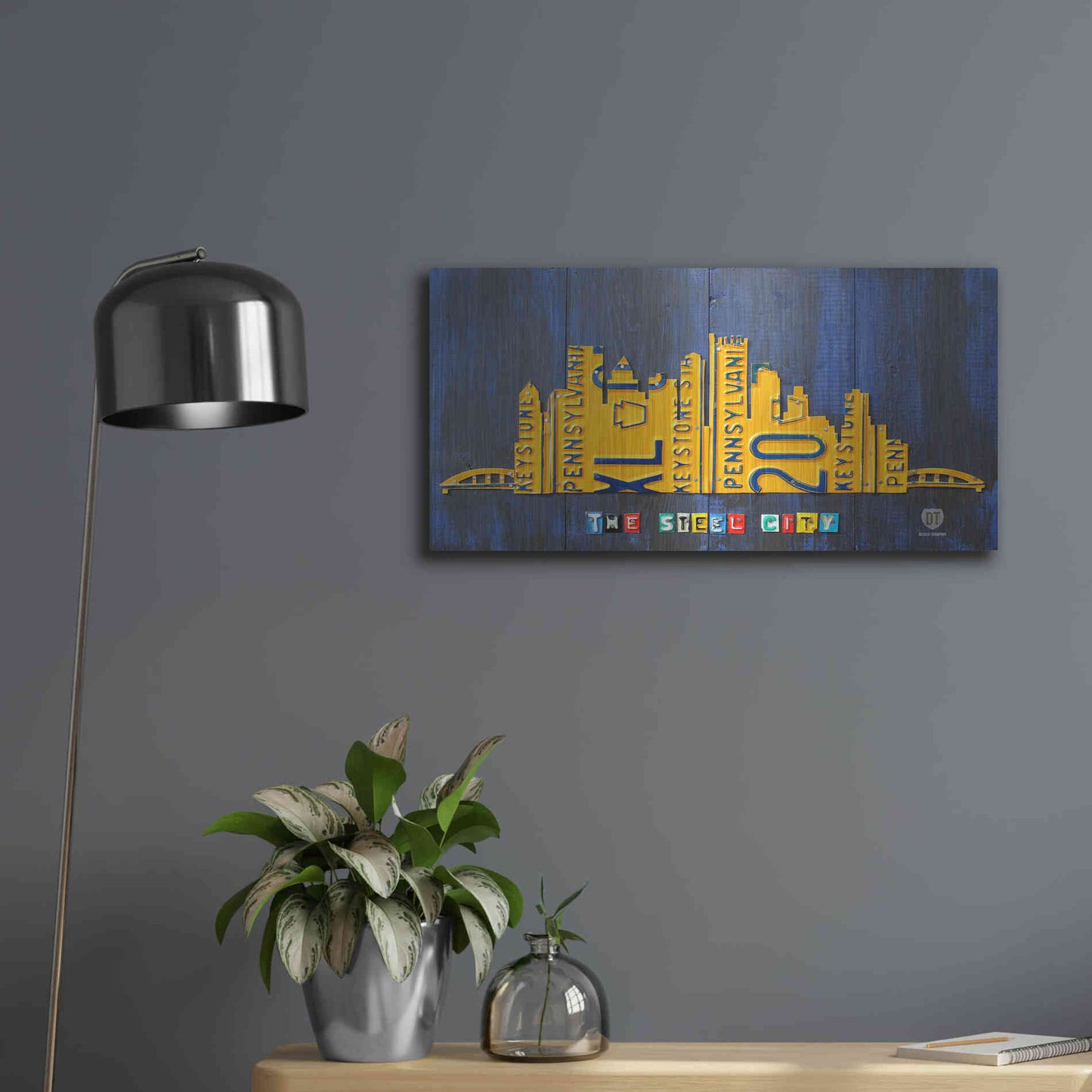 Luxe Metal Art 'Pittsburgh Skyline License Plate Art' by Design Turnpike, Metal Wall Art,24x12