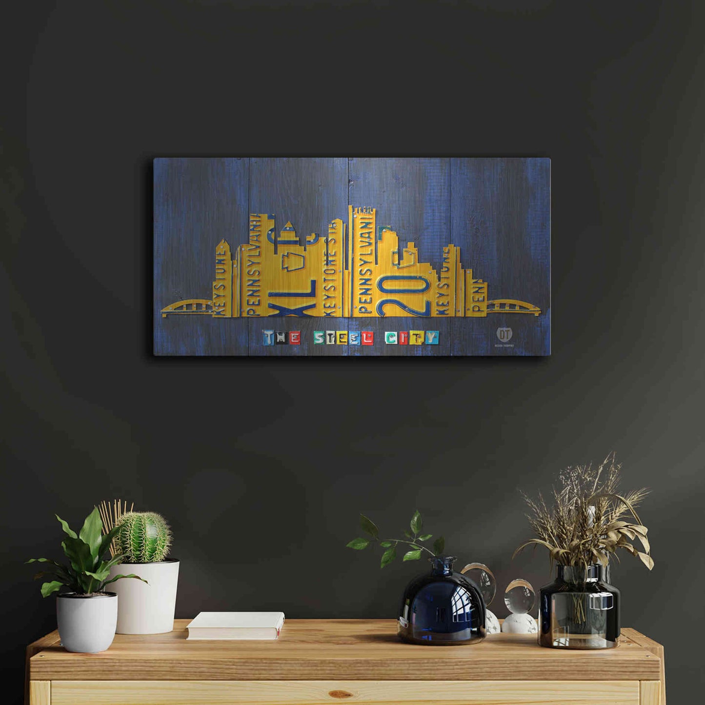 Luxe Metal Art 'Pittsburgh Skyline License Plate Art' by Design Turnpike, Metal Wall Art,24x12