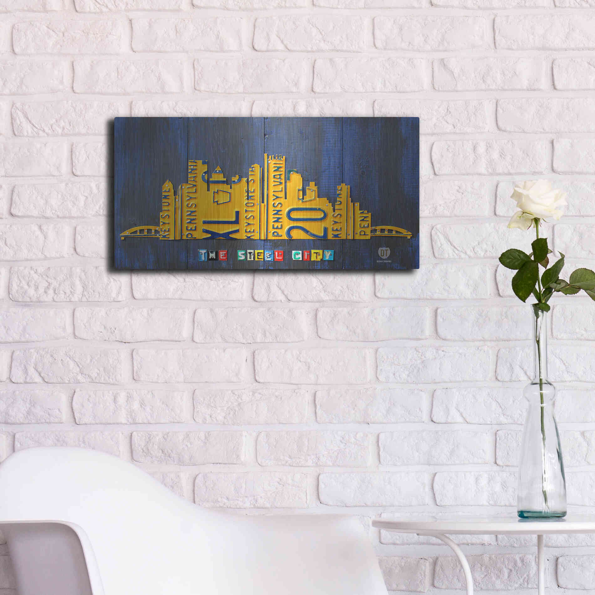 Luxe Metal Art 'Pittsburgh Skyline License Plate Art' by Design Turnpike, Metal Wall Art,24x12