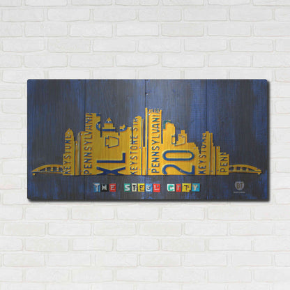 Luxe Metal Art 'Pittsburgh Skyline License Plate Art' by Design Turnpike, Metal Wall Art,48x24