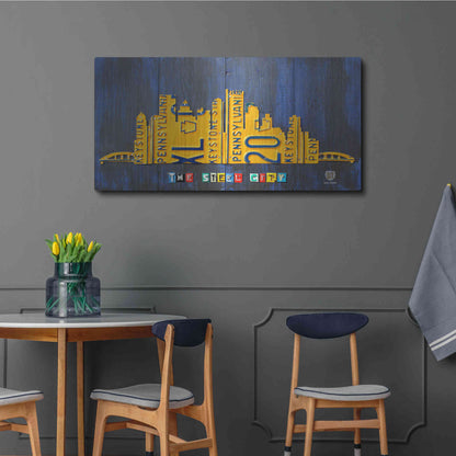 Luxe Metal Art 'Pittsburgh Skyline License Plate Art' by Design Turnpike, Metal Wall Art,48x24