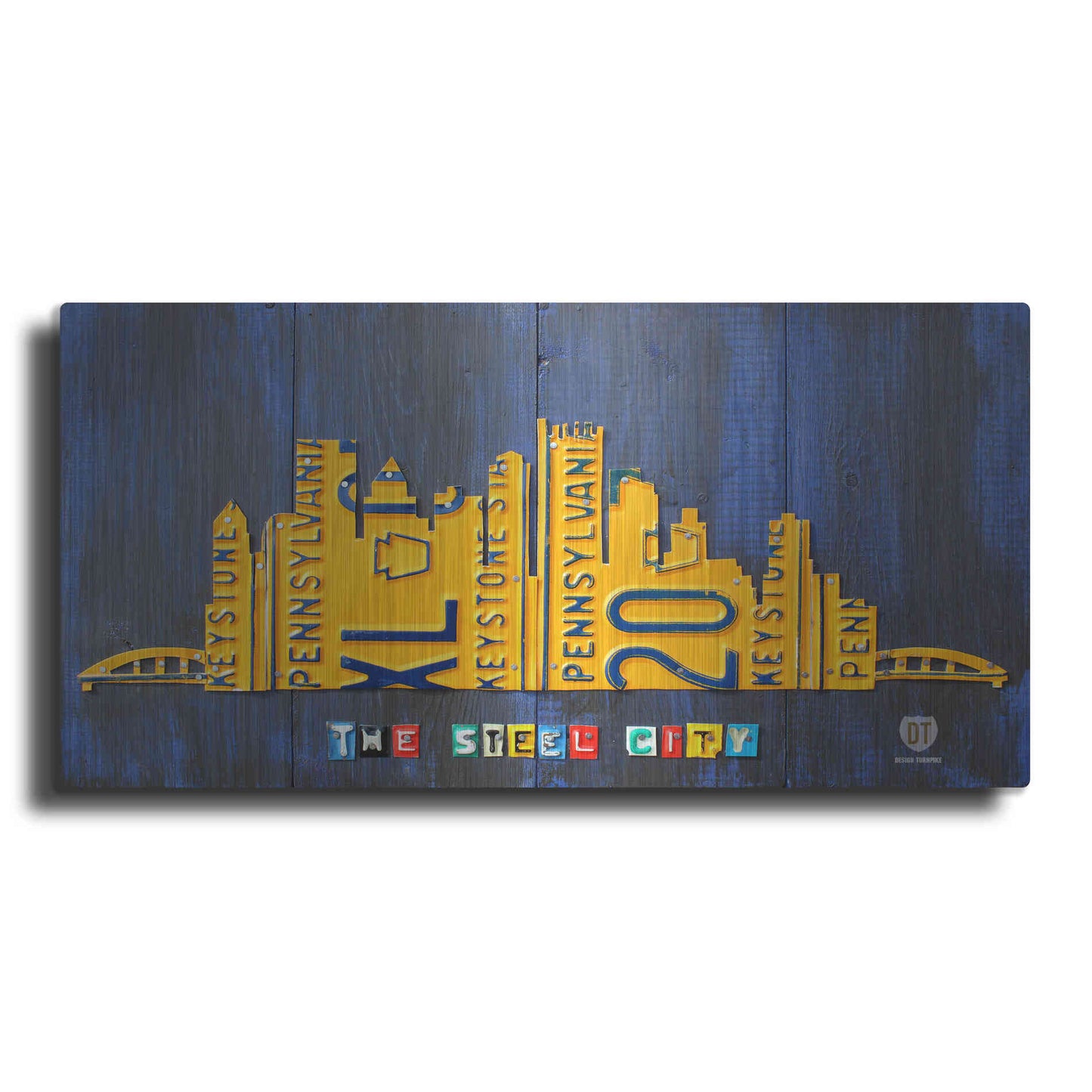 Luxe Metal Art 'Pittsburgh Skyline License Plate Art' by Design Turnpike, Metal Wall Art