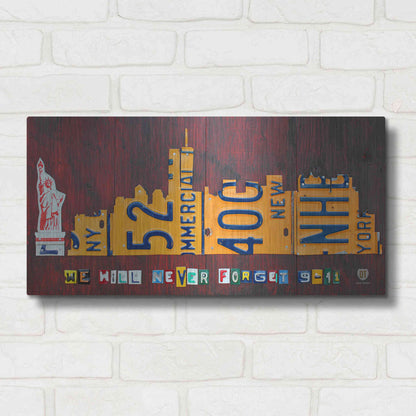 Luxe Metal Art 'NYC License Plate Art Skyline 911 Version' by Design Turnpike, Metal Wall Art,24x12