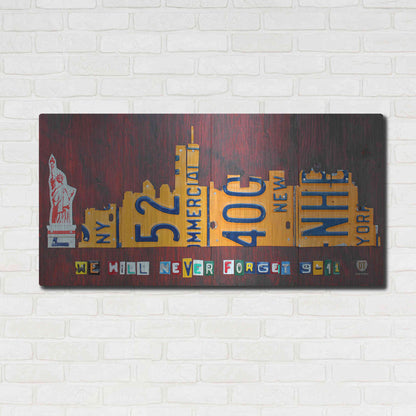 Luxe Metal Art 'NYC License Plate Art Skyline 911 Version' by Design Turnpike, Metal Wall Art,48x24