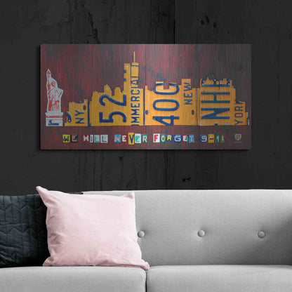 Luxe Metal Art 'NYC License Plate Art Skyline 911 Version' by Design Turnpike, Metal Wall Art,48x24
