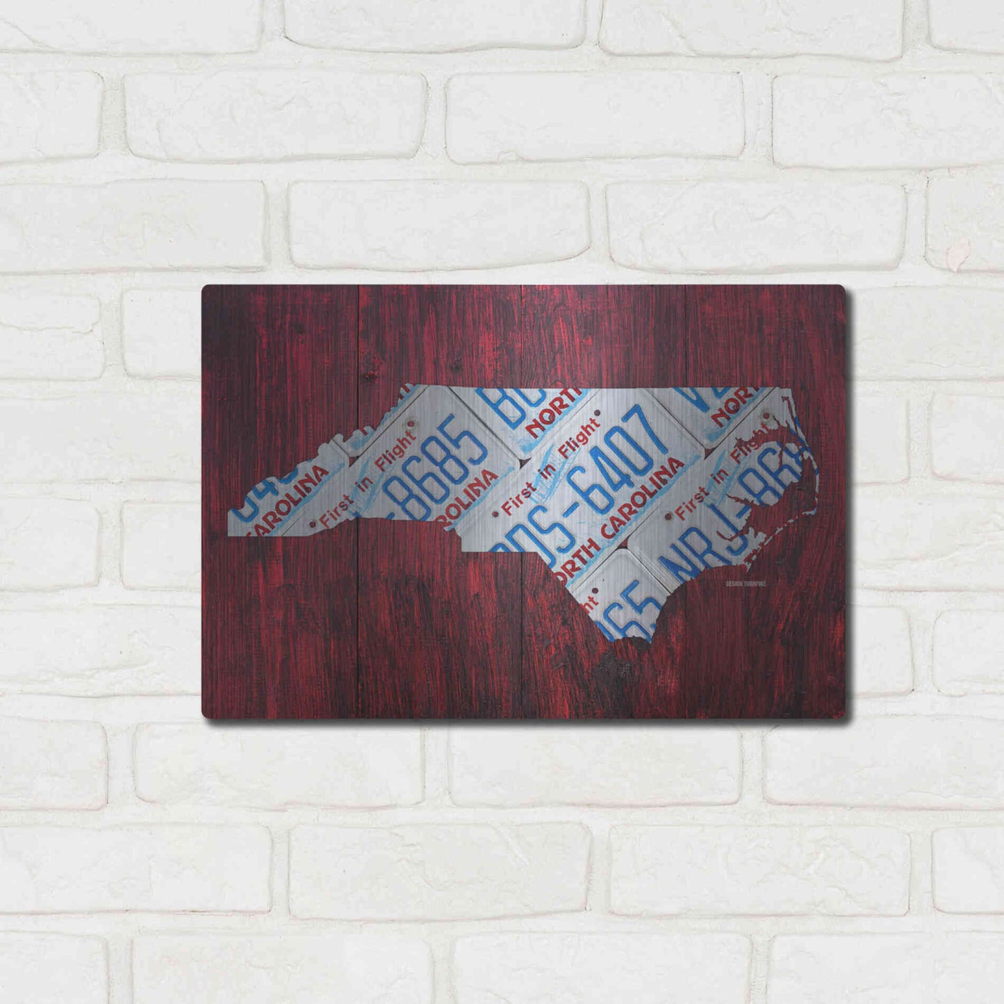 Luxe Metal Art 'North Carolina License Plate Map' by Design Turnpike, Metal Wall Art,16x12