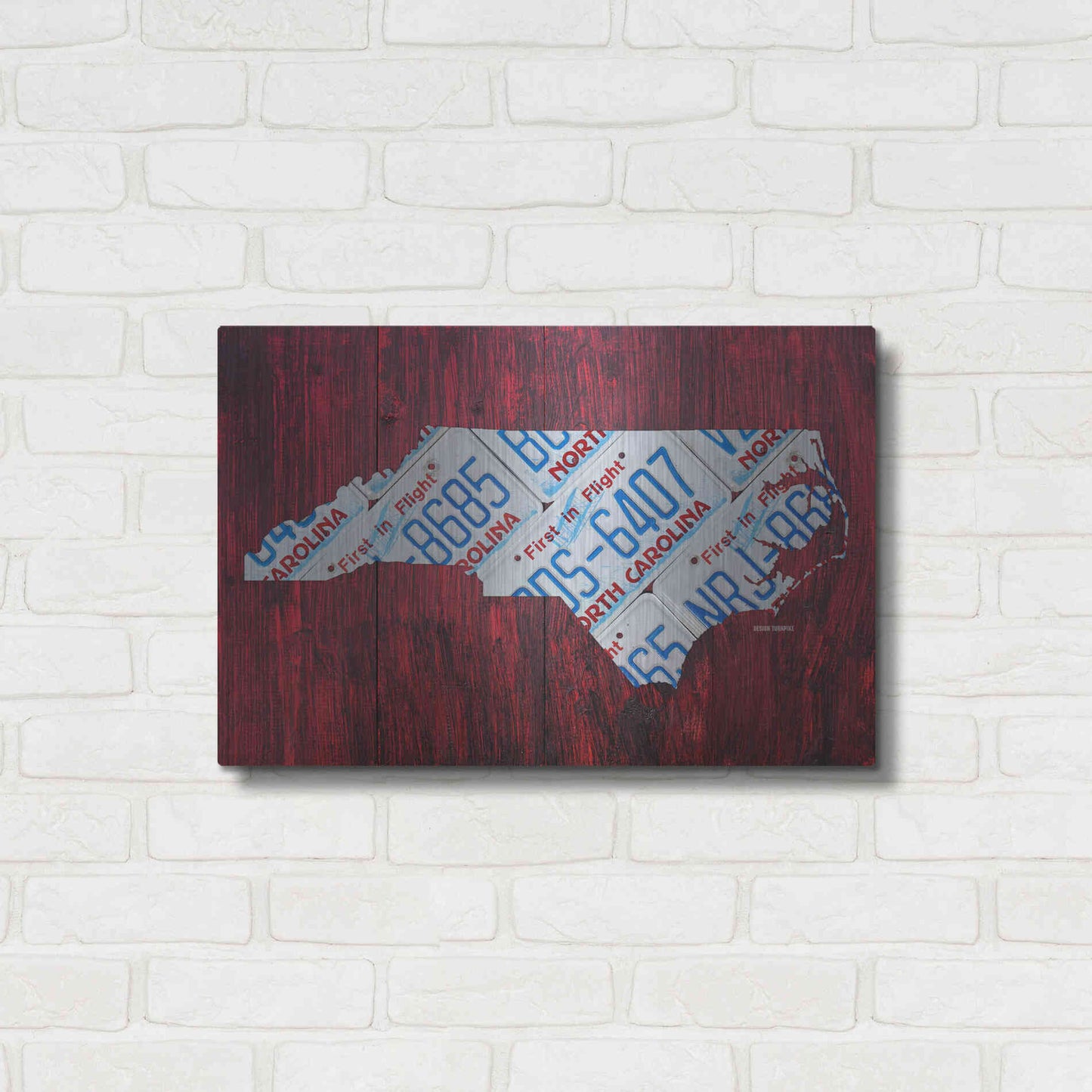 Luxe Metal Art 'North Carolina License Plate Map' by Design Turnpike, Metal Wall Art,24x16