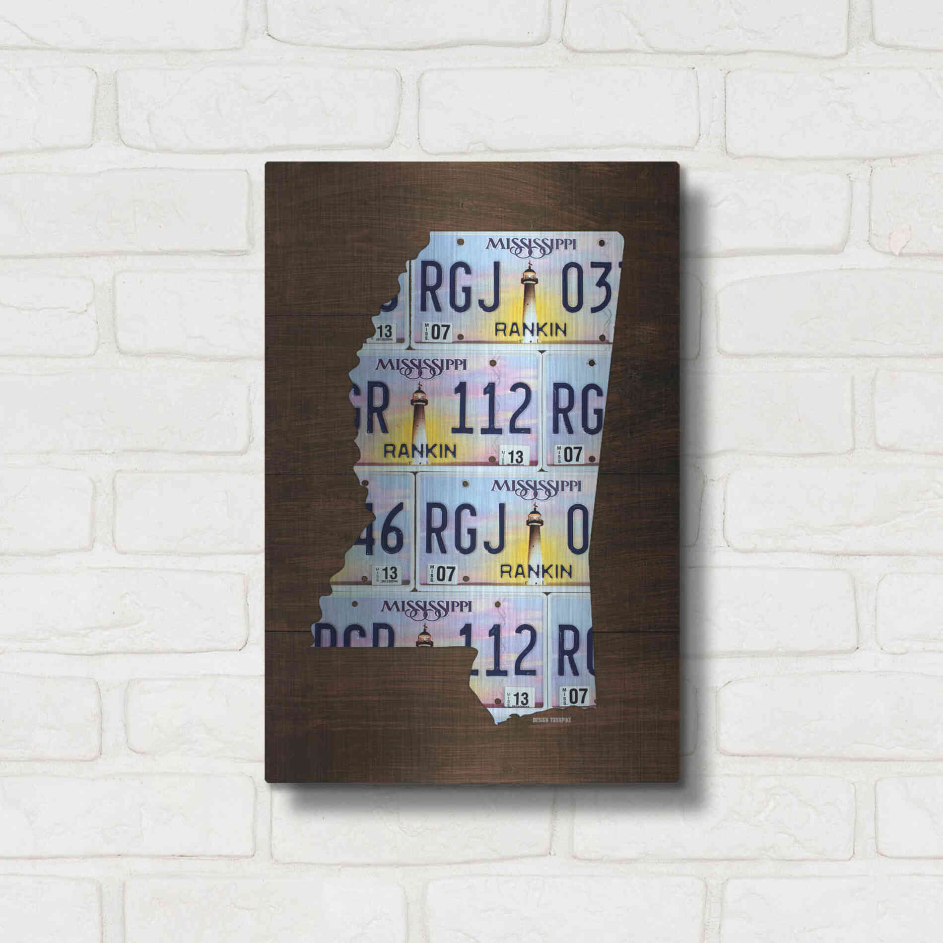 Luxe Metal Art 'Mississippi License Plate Map' by Design Turnpike, Metal Wall Art,12x16