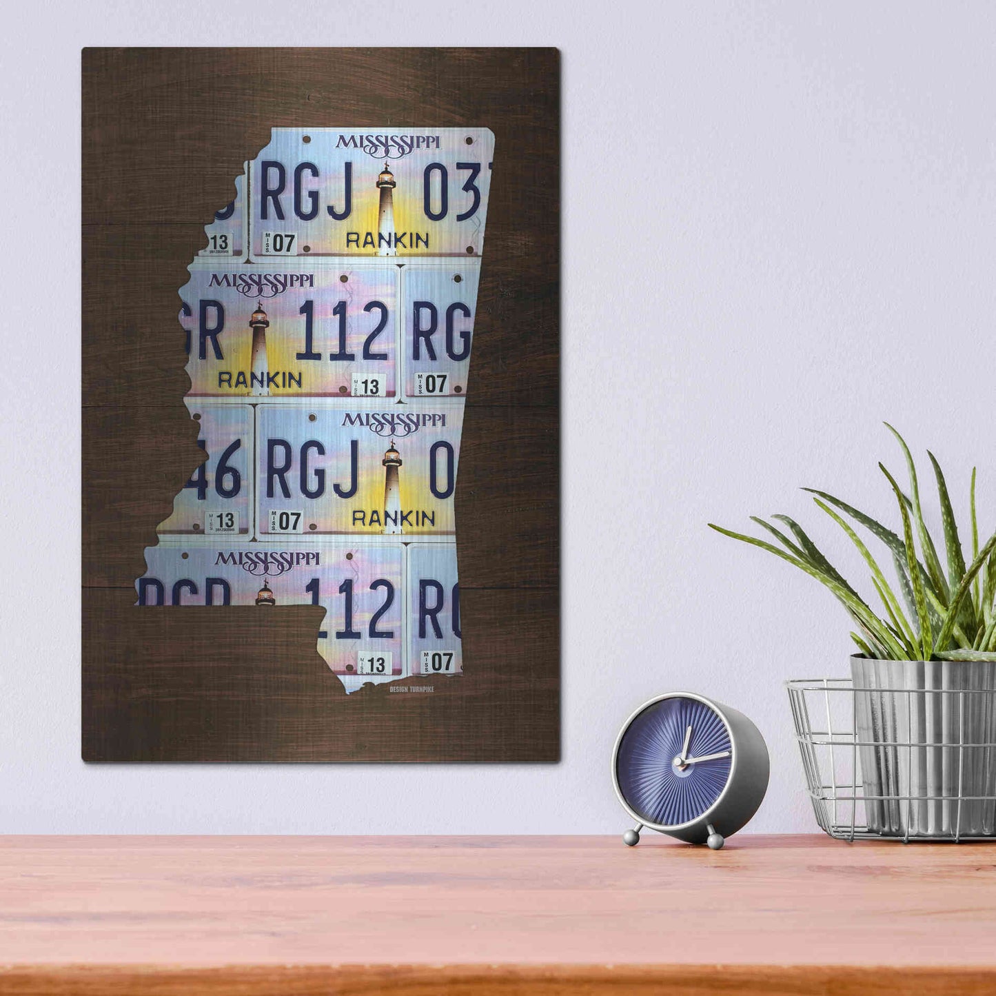 Luxe Metal Art 'Mississippi License Plate Map' by Design Turnpike, Metal Wall Art,12x16