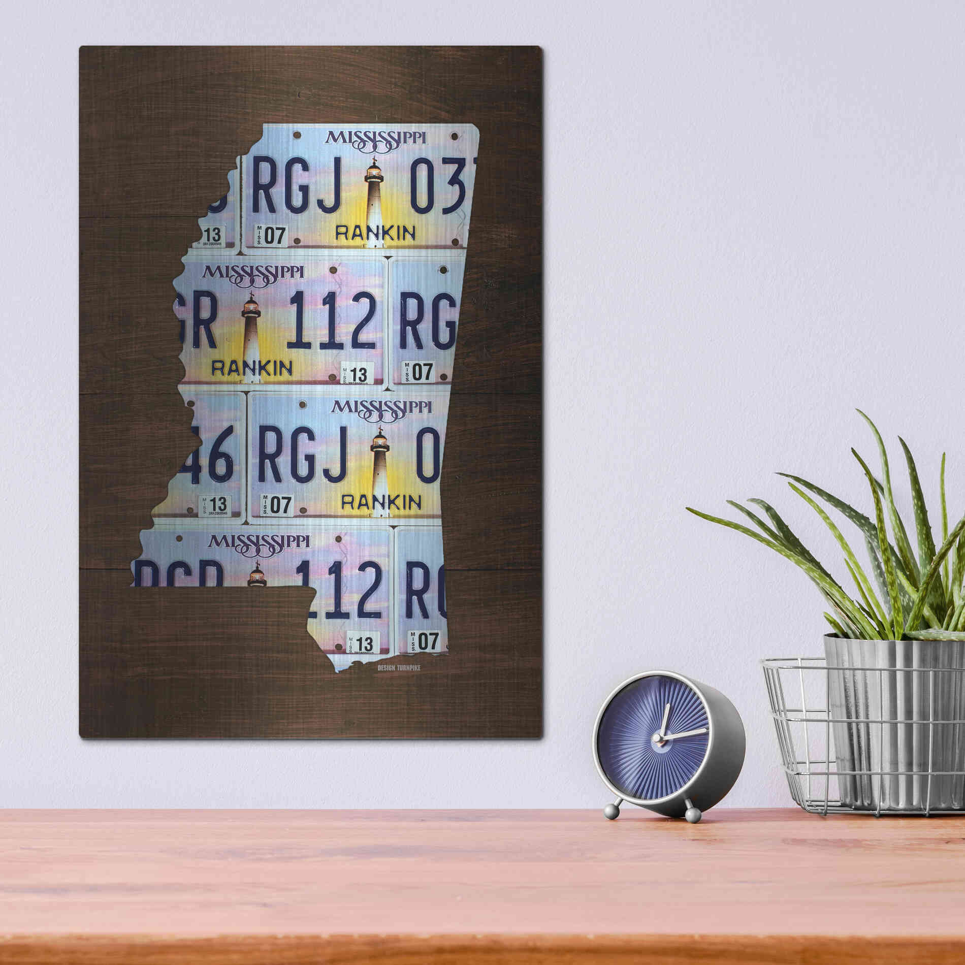 Luxe Metal Art 'Mississippi License Plate Map' by Design Turnpike, Metal Wall Art,12x16