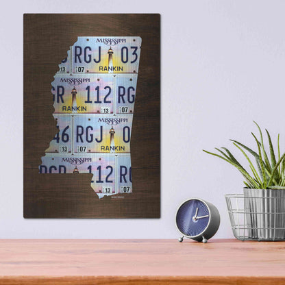 Luxe Metal Art 'Mississippi License Plate Map' by Design Turnpike, Metal Wall Art,12x16