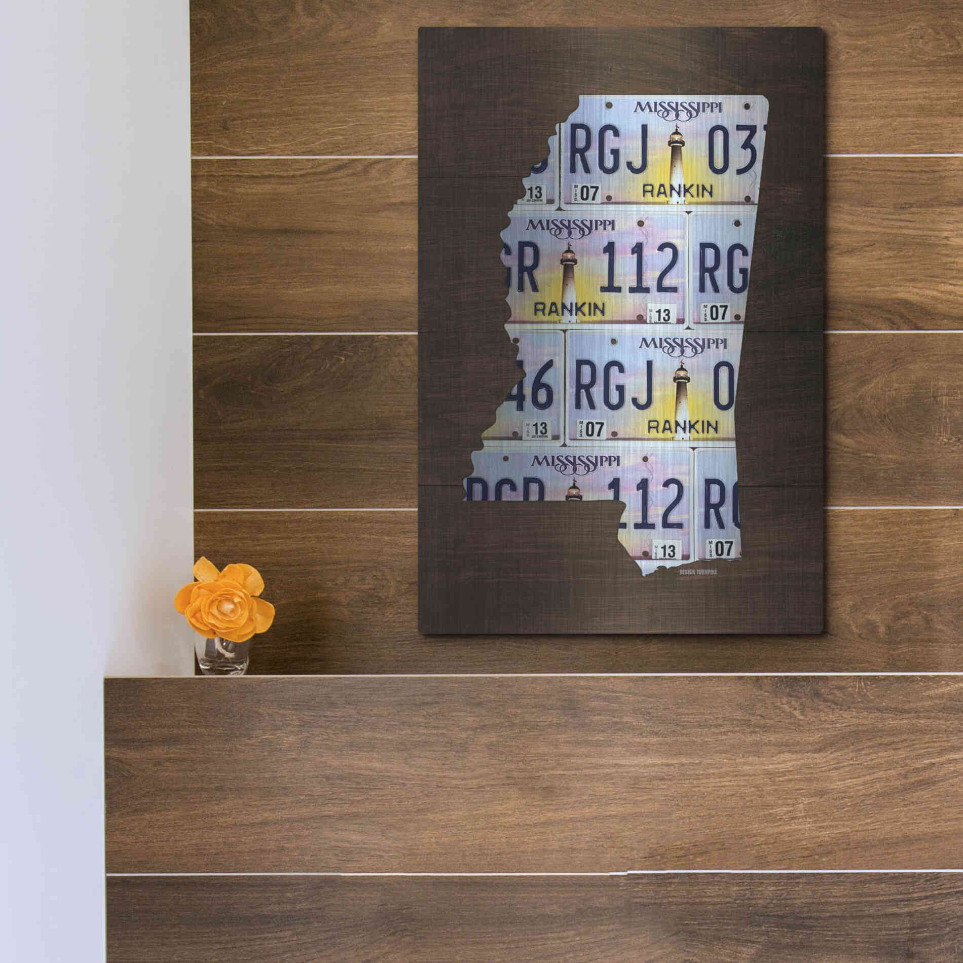 Luxe Metal Art 'Mississippi License Plate Map' by Design Turnpike, Metal Wall Art,12x16