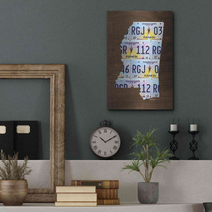Luxe Metal Art 'Mississippi License Plate Map' by Design Turnpike, Metal Wall Art,12x16