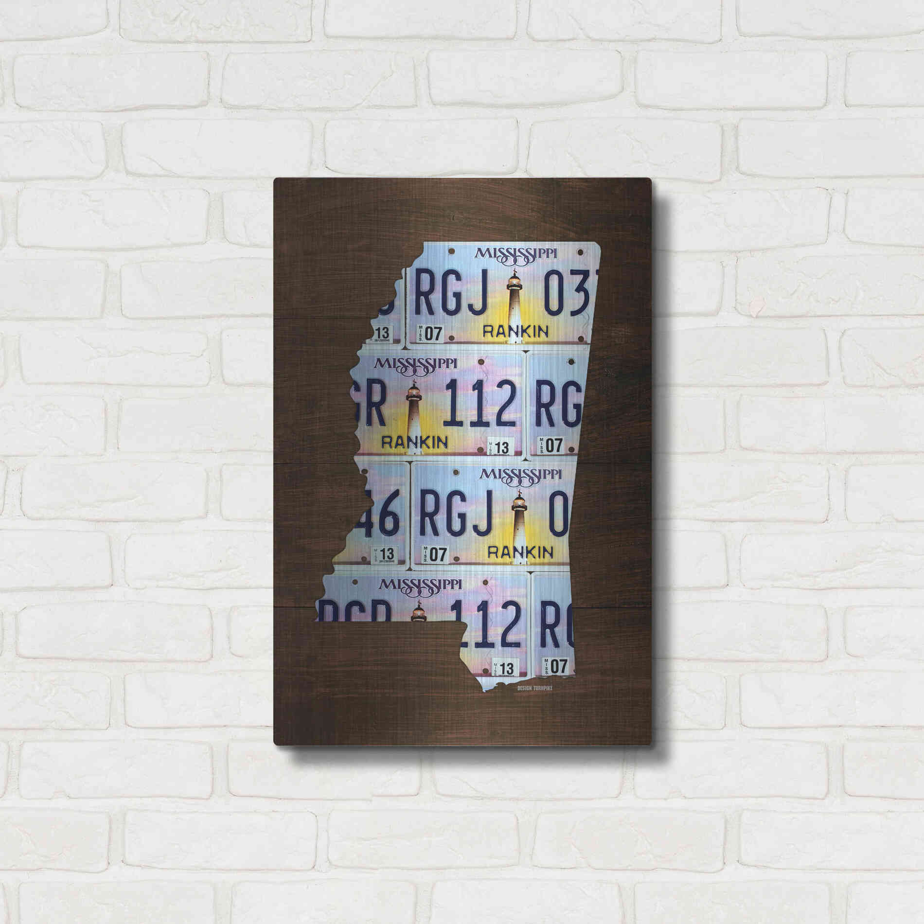 Luxe Metal Art 'Mississippi License Plate Map' by Design Turnpike, Metal Wall Art,16x24