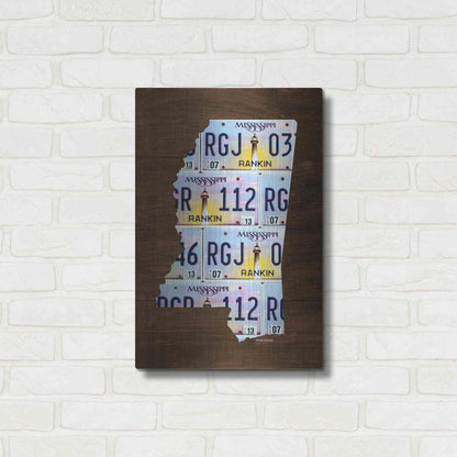 Luxe Metal Art 'Mississippi License Plate Map' by Design Turnpike, Metal Wall Art,16x24