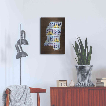 Luxe Metal Art 'Mississippi License Plate Map' by Design Turnpike, Metal Wall Art,16x24