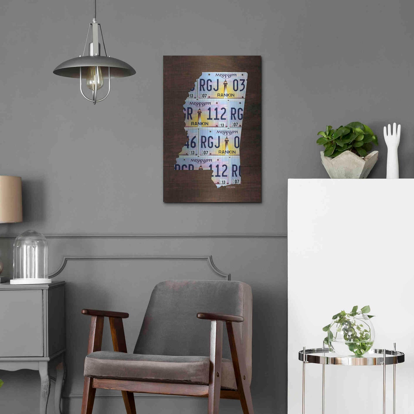 Luxe Metal Art 'Mississippi License Plate Map' by Design Turnpike, Metal Wall Art,16x24