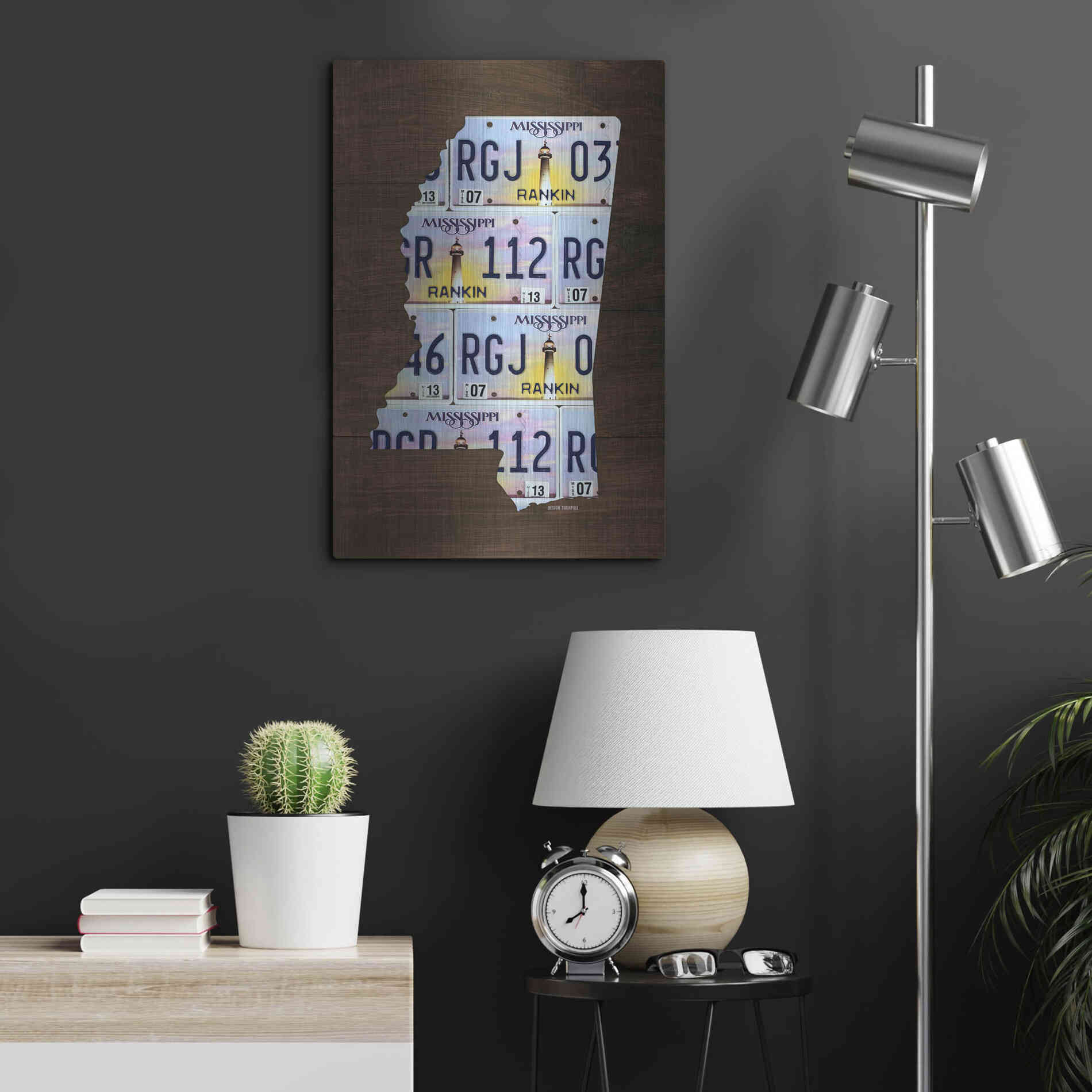 Luxe Metal Art 'Mississippi License Plate Map' by Design Turnpike, Metal Wall Art,16x24