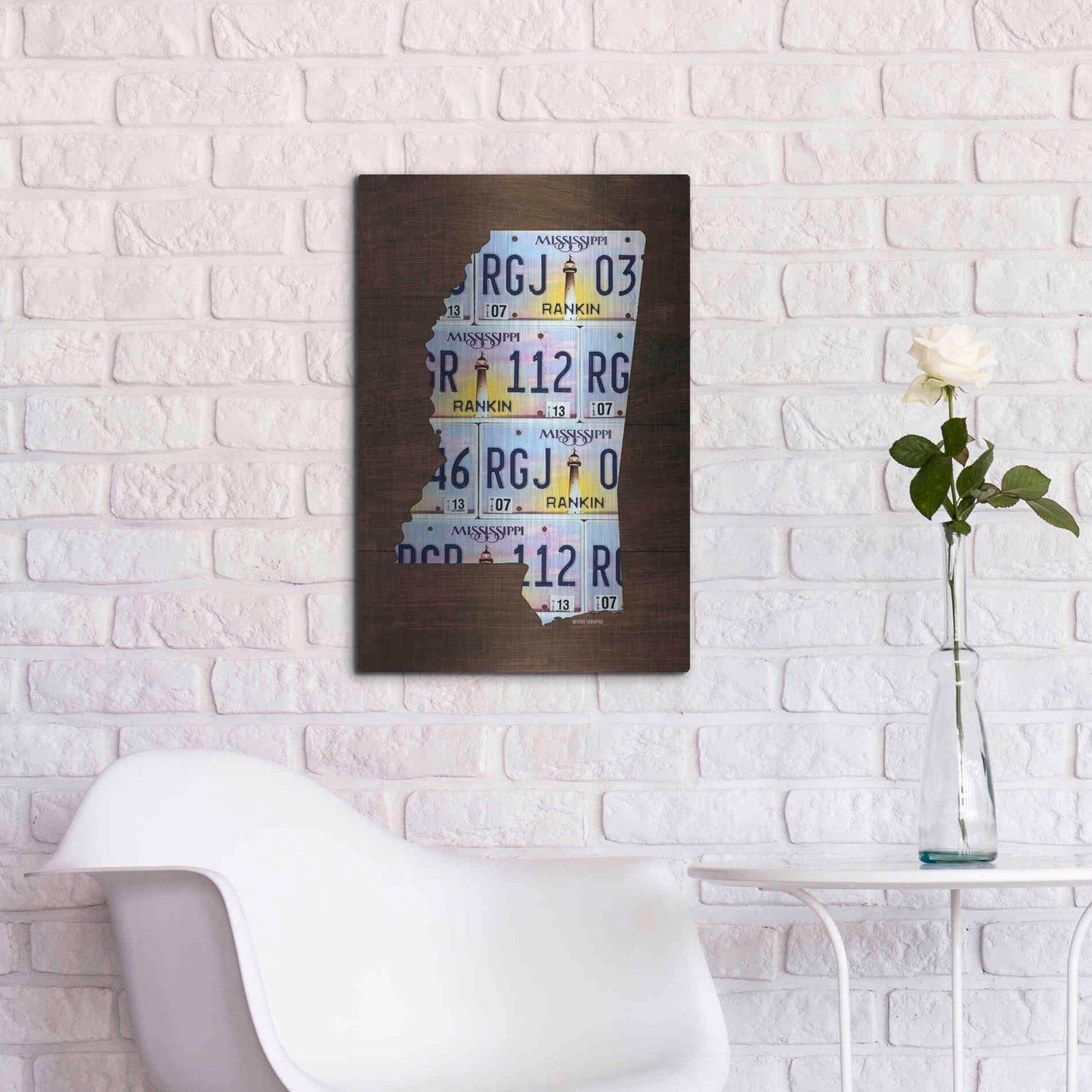 Luxe Metal Art 'Mississippi License Plate Map' by Design Turnpike, Metal Wall Art,16x24