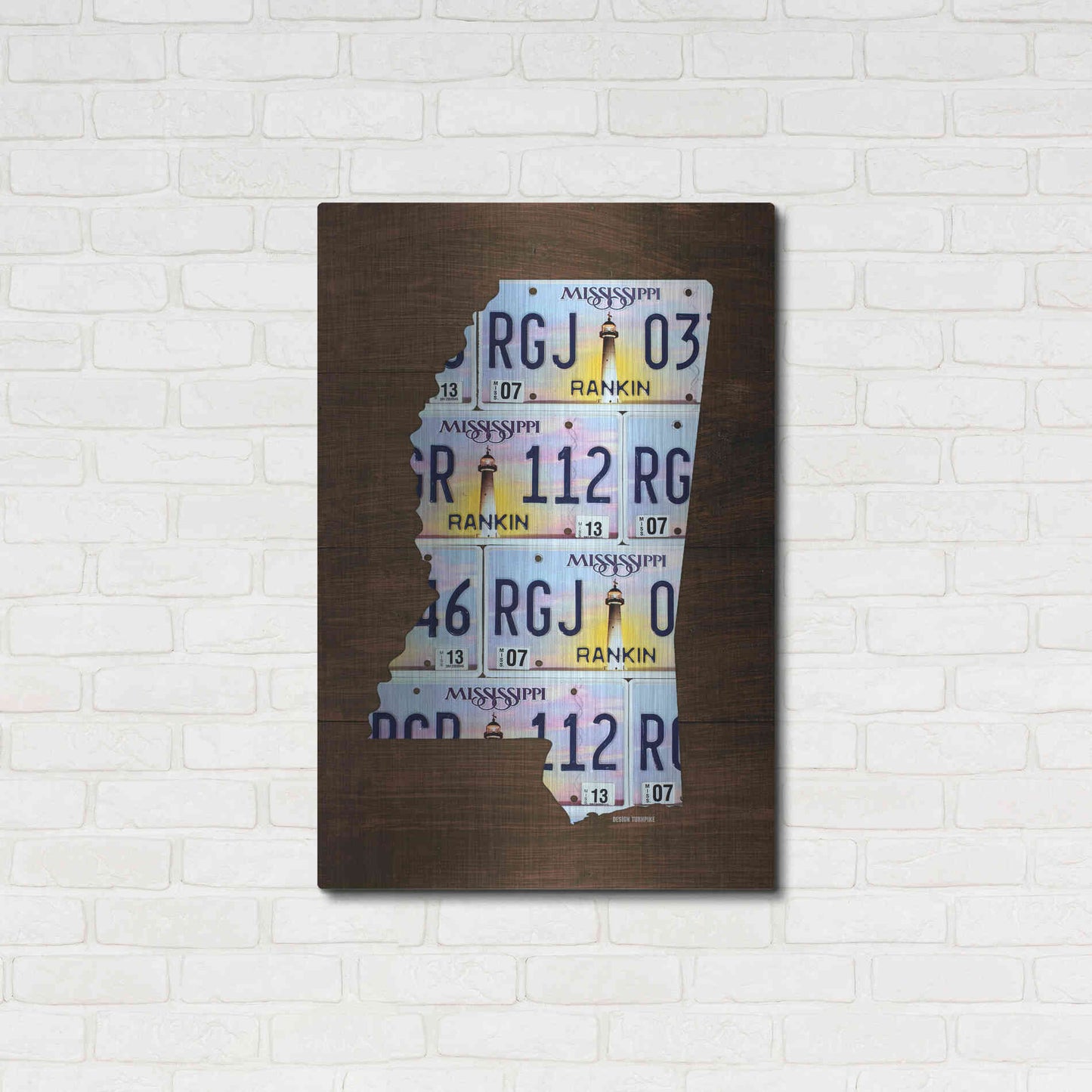 Luxe Metal Art 'Mississippi License Plate Map' by Design Turnpike, Metal Wall Art,24x36