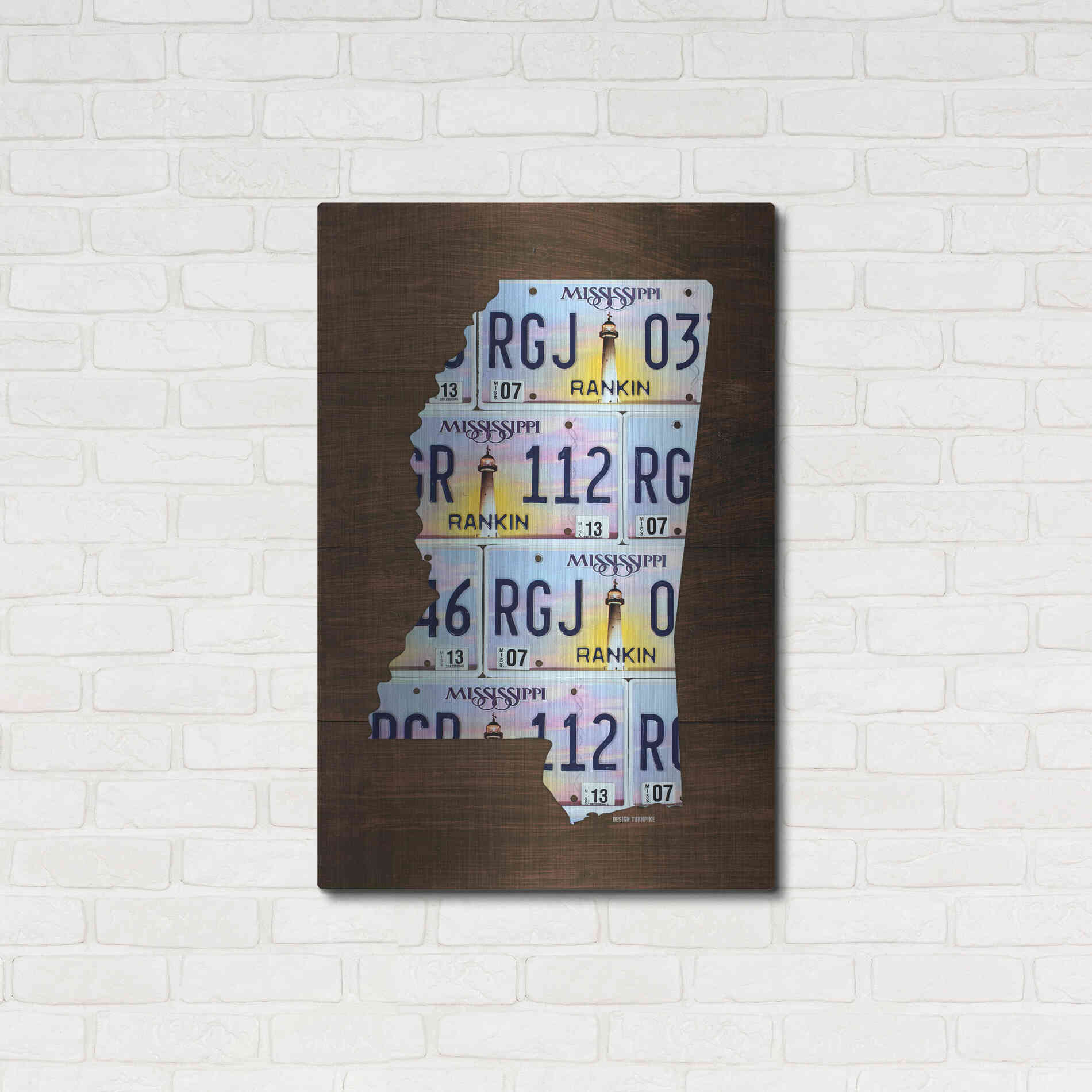 Luxe Metal Art 'Mississippi License Plate Map' by Design Turnpike, Metal Wall Art,24x36