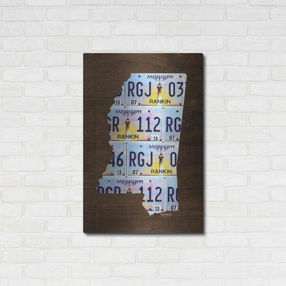 Luxe Metal Art 'Mississippi License Plate Map' by Design Turnpike, Metal Wall Art,24x36