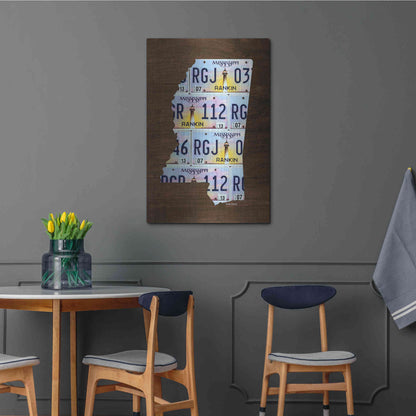 Luxe Metal Art 'Mississippi License Plate Map' by Design Turnpike, Metal Wall Art,24x36