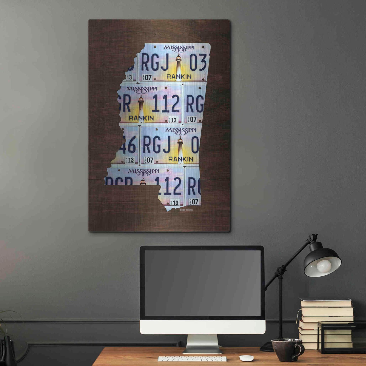 Luxe Metal Art 'Mississippi License Plate Map' by Design Turnpike, Metal Wall Art,24x36