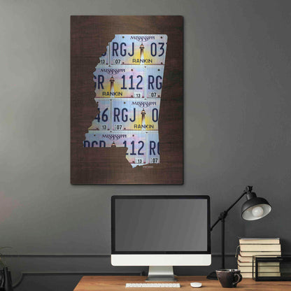 Luxe Metal Art 'Mississippi License Plate Map' by Design Turnpike, Metal Wall Art,24x36