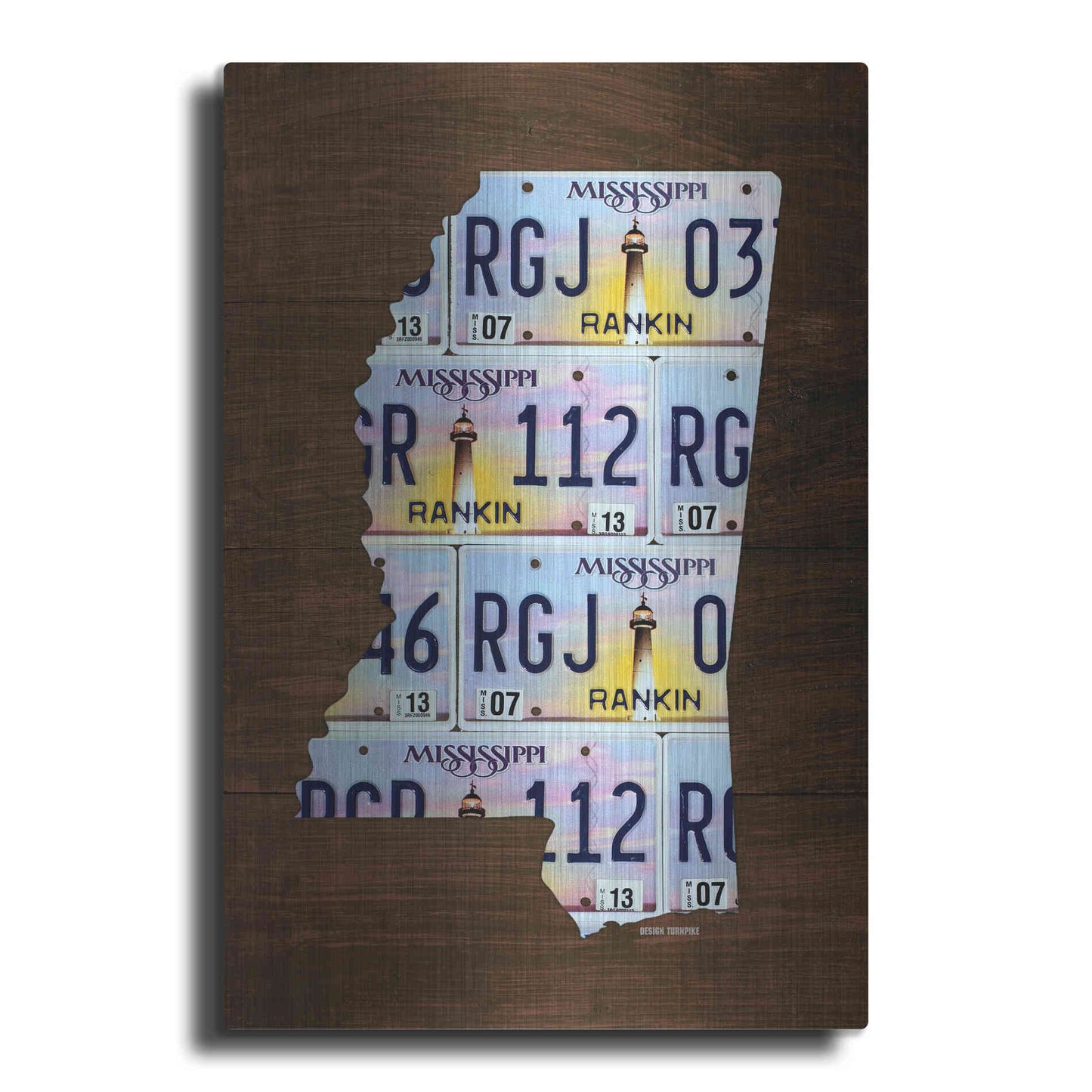 Luxe Metal Art 'Mississippi License Plate Map' by Design Turnpike, Metal Wall Art