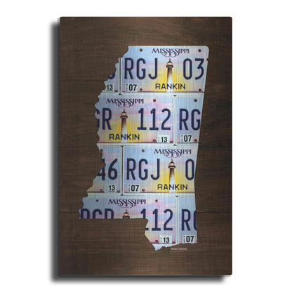 Luxe Metal Art 'Mississippi License Plate Map' by Design Turnpike, Metal Wall Art