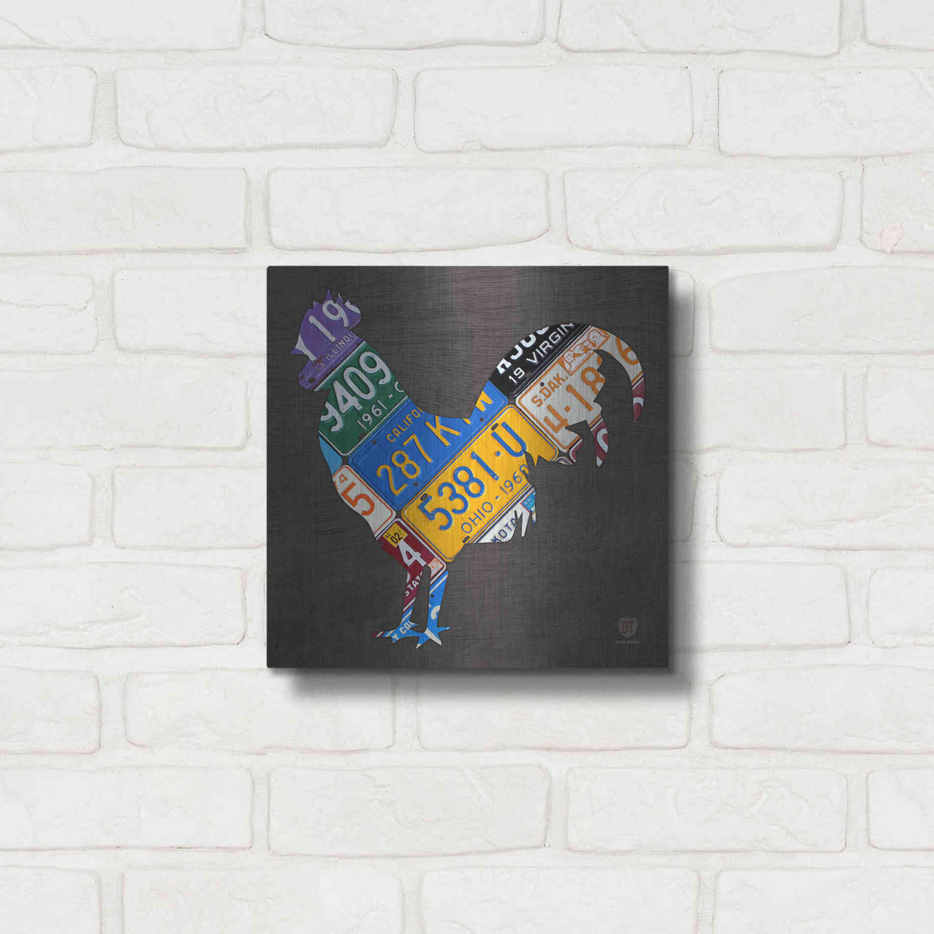 Luxe Metal Art 'License Plate Art Rooster' by Design Turnpike, Metal Wall Art,12x12