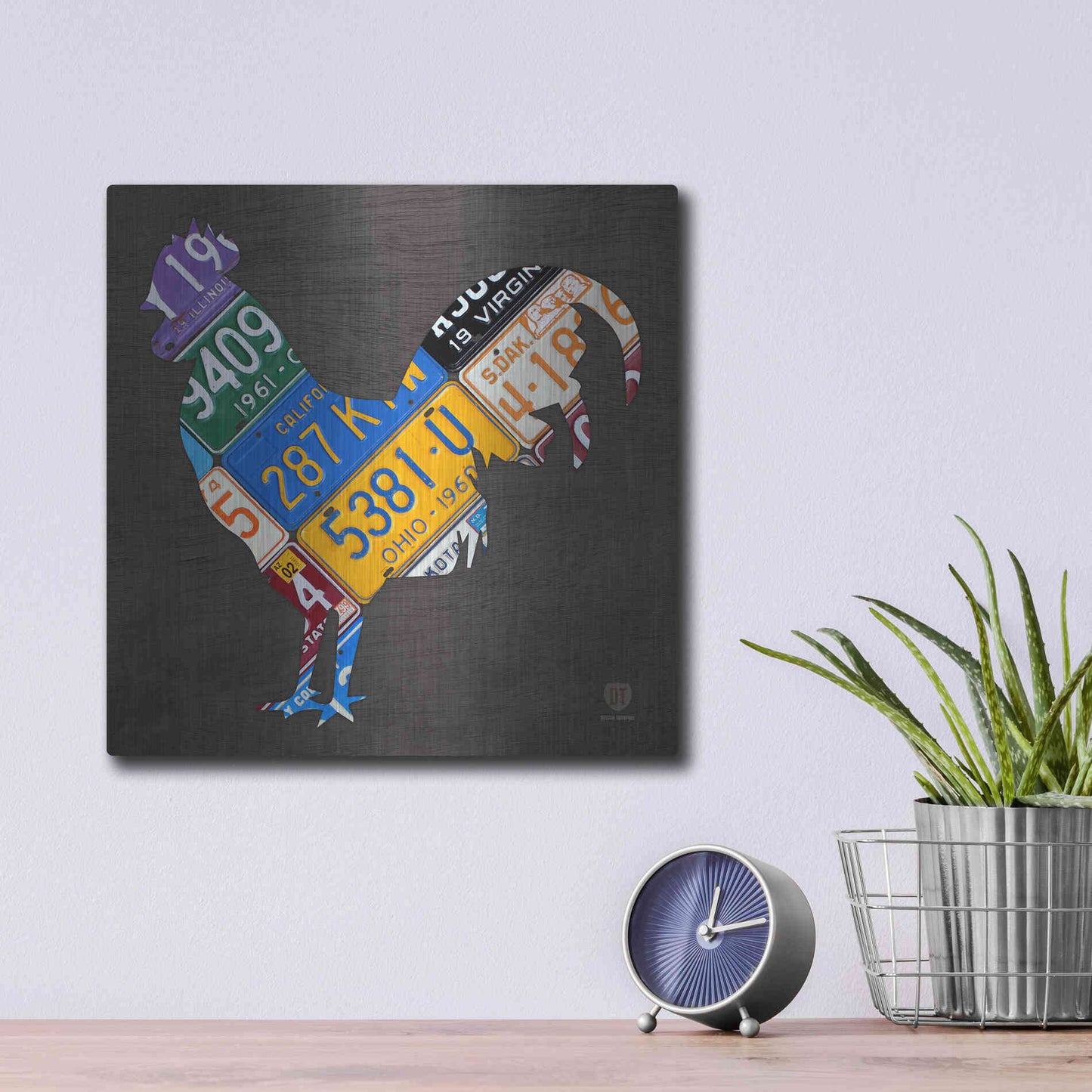 Luxe Metal Art 'License Plate Art Rooster' by Design Turnpike, Metal Wall Art,12x12