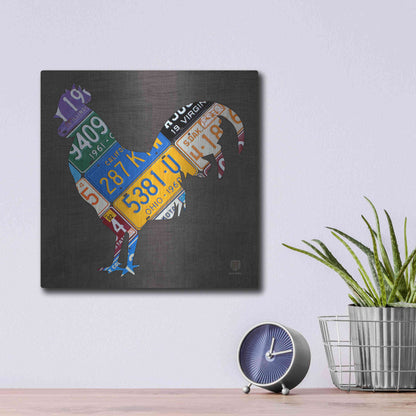 Luxe Metal Art 'License Plate Art Rooster' by Design Turnpike, Metal Wall Art,12x12