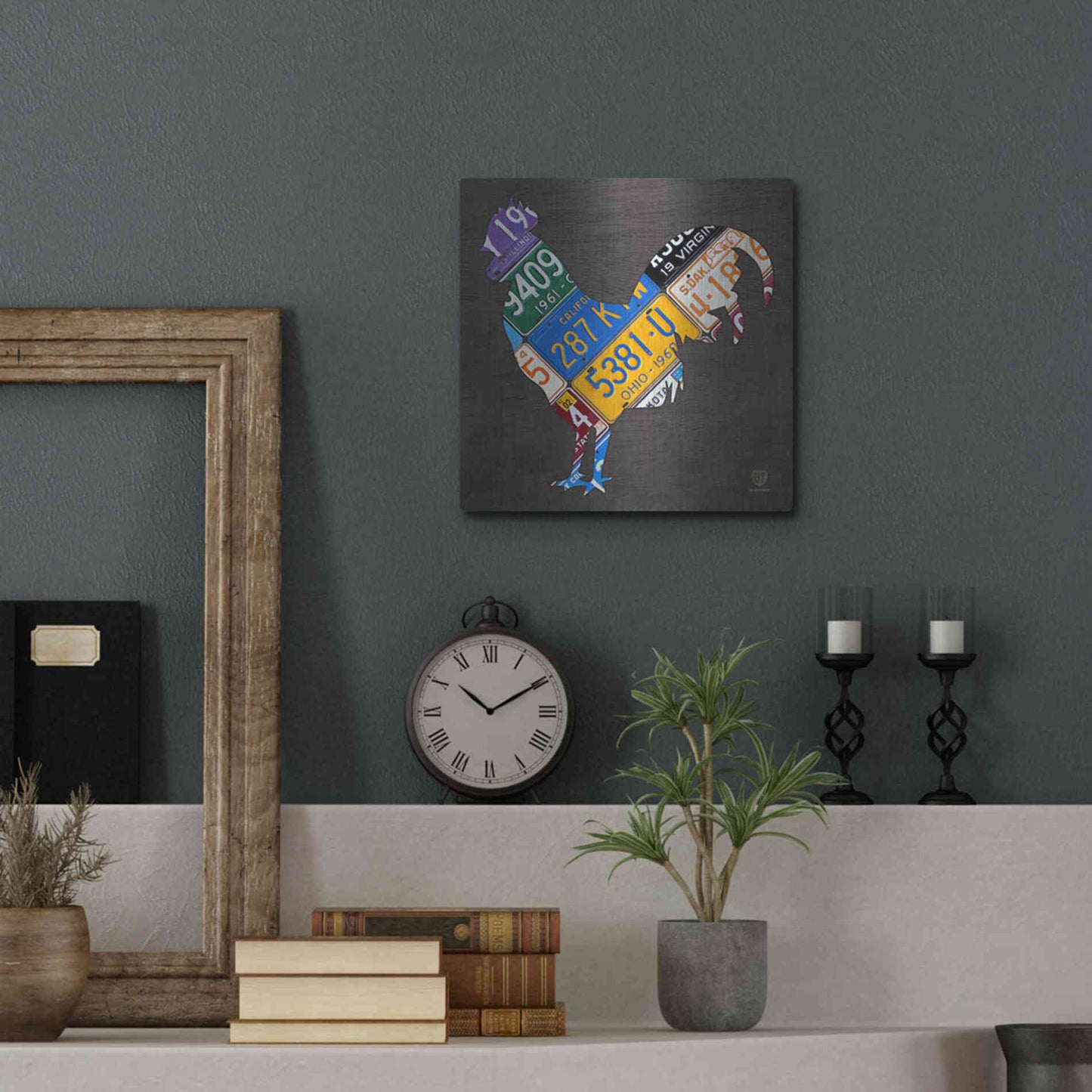 Luxe Metal Art 'License Plate Art Rooster' by Design Turnpike, Metal Wall Art,12x12