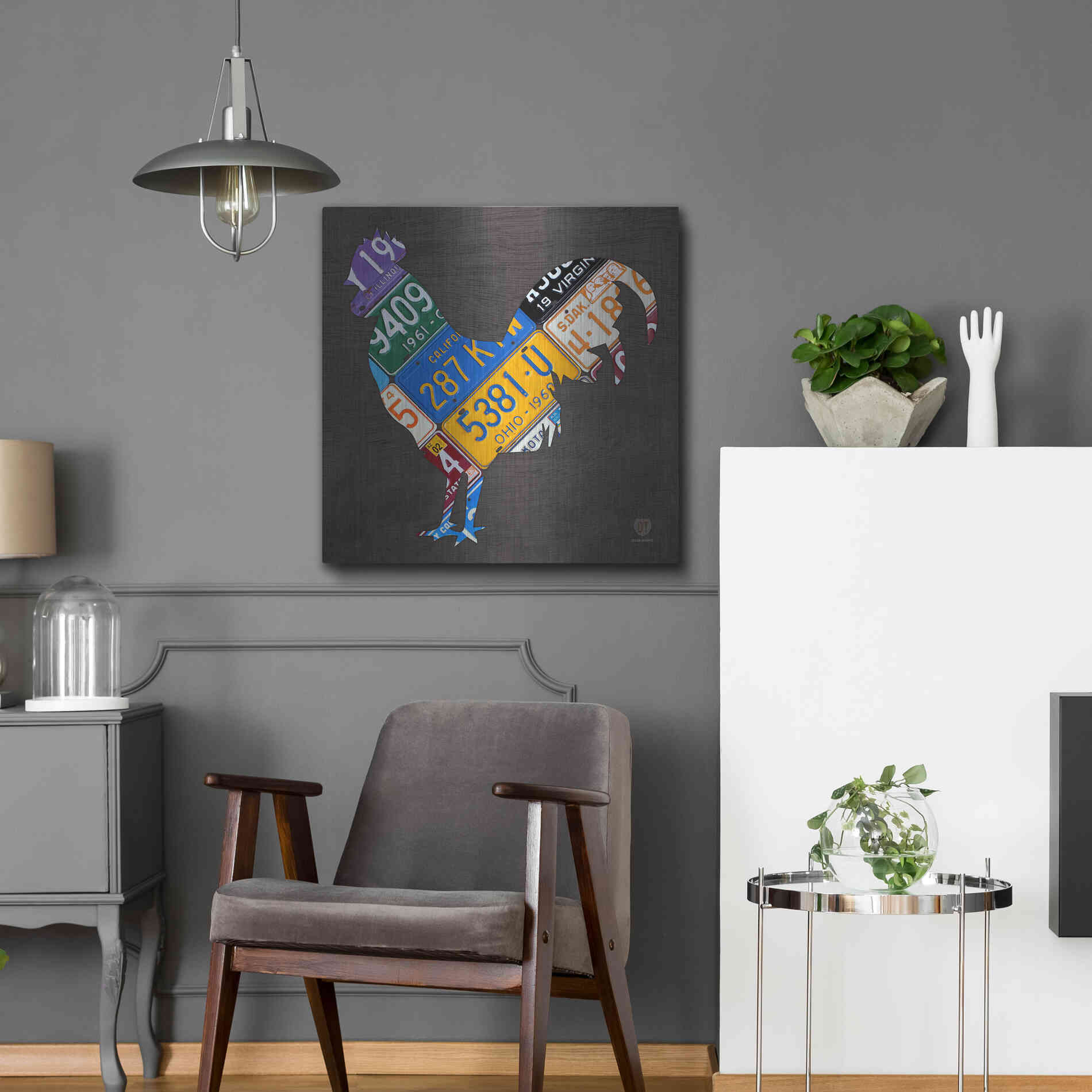 Luxe Metal Art 'License Plate Art Rooster' by Design Turnpike, Metal Wall Art,24x24